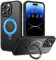 HWeggo for iPhone 14 Pro Max Case Magnetic,Military Grade Drop Protection,Translucent Matte Back Non-slip Phone Cover with Invisible Stand for iPhone 14 Pro Max 6.7,Black