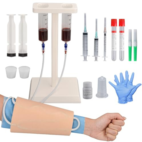 MedEduQuest Kit indossabile per pratica flebo per studenti di infermieristica, kit di formazione flebo per infermieri, manicotto per braccio per venipuntura per pratica di iniezione