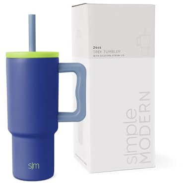 Simple Modern Mug Isotherme avec Poignée et Paille en silicone | Gourde Isotherme en Acier Inoxydable | Tumbler de viaje | Trek | 710ml | Asteroid