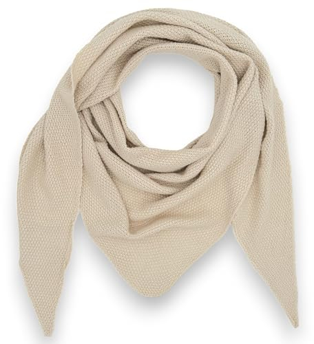 Ziona Strickschal dreieck damen, Winter Wolle Dreiecksschal weich, leichtes Dreieckstuch Herbst (Beige)