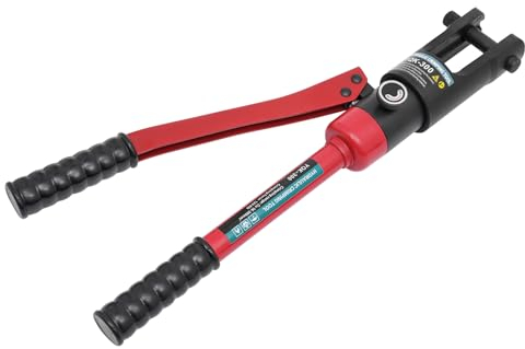 Hydraulische Quetschzange Draht-Crimper, Hydraulische Crimpzange, Tragbare Crimpzange mit Ergonomische Griffe | Länge des Zangenkopfes 13.5cm | Rot, Schwarz |