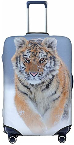 Hochelastische Spandex-Kofferabdeckung, Gepäckabdeckung, Schutz, Größe XL, passend für 73,5 bis 81,3 cm große Schneeflocken mit wilden Amur-Katzen-Aufdrucken, weiß, S