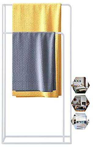 YHJZSM Porte-Serviettes de Salle de Bain extérieur autoportant, Porte-échelle à Serviettes en métal/Blanc (Blanc)