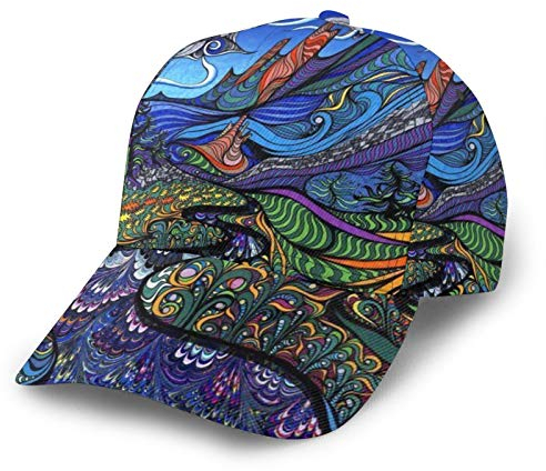 Shoptde Psychedelic Trippy Field Baseball Cap Sommer Caps Vintage Dad Cap Unisex Trucker Hat, siehe abbildung, One size