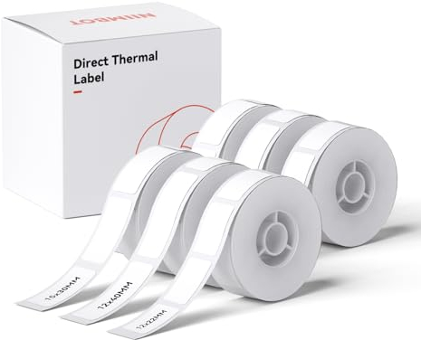 NIIMBOT Etiketten Selbstklebend, 12x22mm, 12x40mm, 15x30mm (Je 2 Rollen), Thermo Etikettenband, Kompatibel Mit D110 D11 D101 Etikettendrucker, 6 Rollen