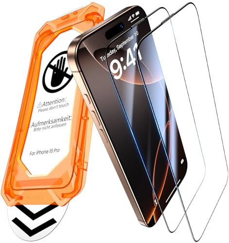 UniqueMe für iPhone 16 Pro für Panzerglas - [Full Screen Displayschutz] Schutzfolie für iPhone 16 Pro Schutzglas,Auto Installation,2 Stück