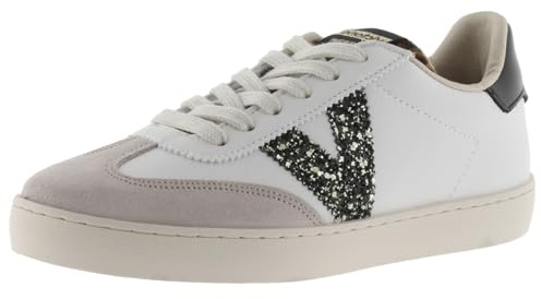 victoria Low-Top Berlin Ciclista Pumped Leder-Effekt & Glitter-Logo & Spaltleder-Zehe 1126198 für Damen Hielo 40