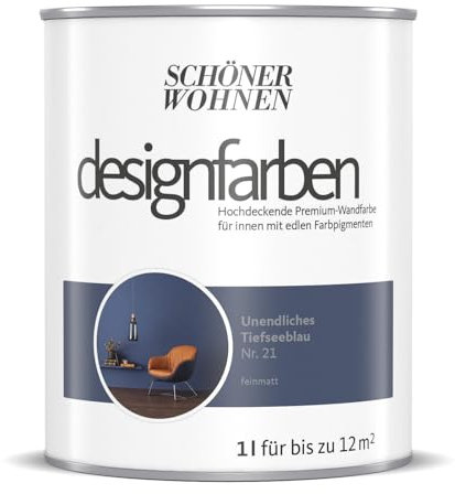 Schöner Wohnen-Farbe Wandfarbe Designfarbe Unendliches Tiefseeblau, 1 l, Matt, Konservierungsmittelfrei