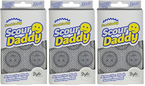 Scrub Daddy Scour Daddy Style, Scourers Non Scratch Scrubbing Sponge, Scouring Pads, Kitchen Sponges for Dishes, Dishwashing Pan Scrubber, Cleaning Supplies, Dish Sponges for Washing up, Pack of 6
