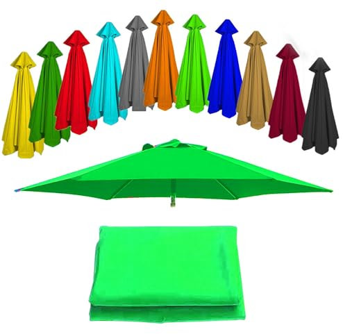 Lona de recambio para sombrilla tela de repuesto para sombrilla de 3.0 Metros y 6 Brazos, Cubierta de Repuesto para sombrilla de patio, Toldo de repuesto - Lona de poliéster - Protección UV(Color:Gras