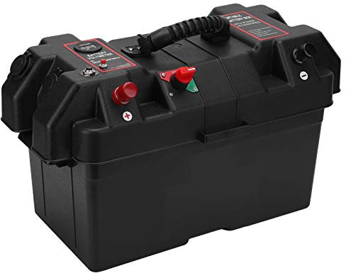 Xiuganpo 12V 24V Battery Boxes, PP Material Smart Battery Box Power Center with USB Power Voltmeter Sockets, Outdoor Car Charging, Outdoor Battery Tester for Boats, Kayaks, Canoes