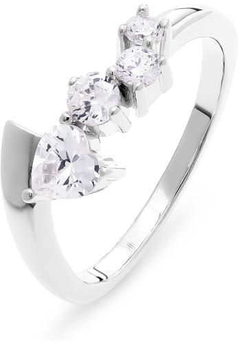 JETTE Damen-Damenring 925er Silber, recycelt 4 Zirkonia 53, Silber 32027885