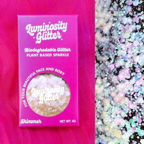 Aurora Biodegradable Eco Glitter – Iridescent Loose Festival Glitter (6g Pot) Cosmetic Face & Body Glitter for Makeup, Hair, Nails – Glastonbury Festival Shimmer