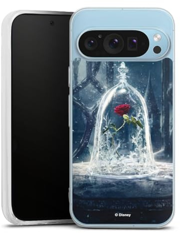 Silikon Hülle kompatibel mit Google Pixel 9 Case transparent Handyhülle Die Schöne und das Biest Disney Princess Rose