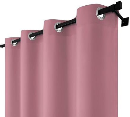 Voppi rosa Vorhang glatt mit Ösen 140 x 260 cm lang halbverdunkelnder Vorhang blickdichter Polyester-Vorhang 100% Polyester Innen-Fenstervorhang Vorhänge für Zuhause
