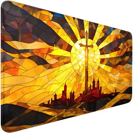 smatcamp MTG Playmat, 24 x 14 MTG Playmats with Zones Stitched Edges Smooth Rubber Surface Mouse Pad, Battle Board Game TCG Playmat+ Storage Bag