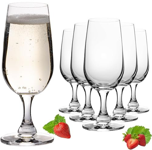 PLATINUX Sektkelche 180ml Serie 'Berlin' Sektgläser aus Crystalline Glas Champagnergläser Set 6-Teilig Spülmaschinenfest