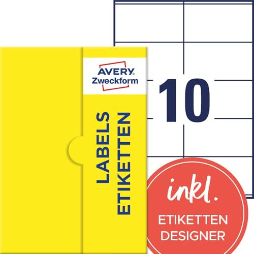 AVERY Zweckform P4725REV-25 Universal Etiketten (250 Klebeetiketten, 105x57mm auf A4, wieder rückstandsfrei ablösbar/abziehbar, individuell bedruckbare, selbstklebende Aufkleber) 25 Blatt, weiß
