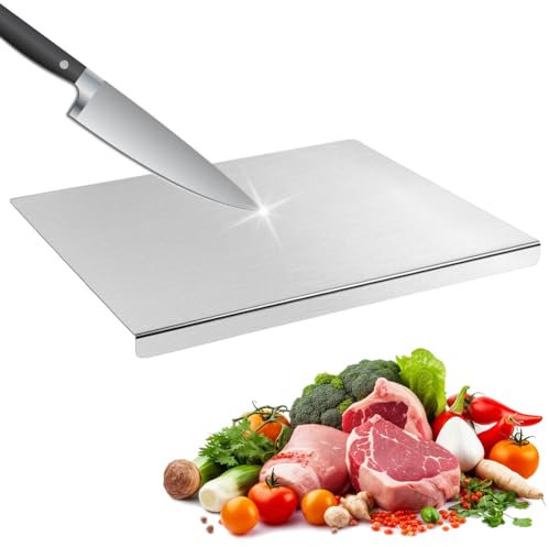 Tagliere in acciaio inox, 30 x 40 cm, tagliere da cucina, in acciaio inox e titanio, tagliere pesante per carne, cucina, pane, verdure e frutta