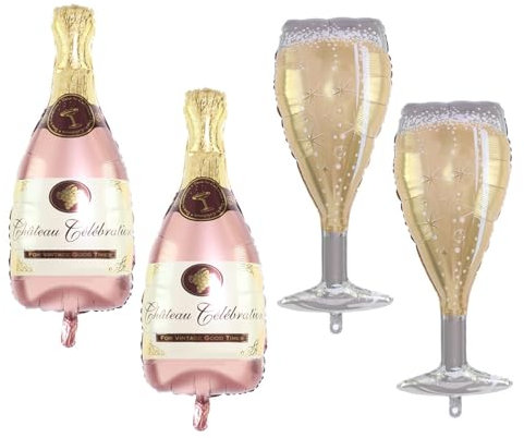 4 Pieces Champagne Bottle Wine Glass Balloons for Party Decoration and Fun Creative Party Supplies