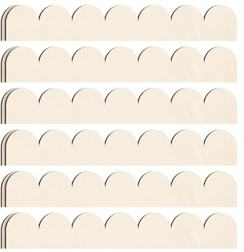 Threehoney Unfinished Scalloped Decorative Wood Trim Scalloped Edge Decorative Wood Molding Cute DIY Moulding Trim for Home Wall Cabinet Shelf and Window Door(12 Pack,15.75 x 2.52 Inch)