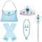 Toyhood 9 Stück Prinzessin Zubehör für Mädchen, Prinzessin Kostüm Dress Up Zubehör, Enthalten Krone, Handschuhe, Zauberstab, Halskette, Ring, Ohrring, Geldbeutel, für Cosplay Kleid Kostüme (Blau)