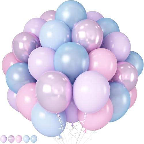 Fesnova Meerjungfrau Luftballons Rosa, Lila, Blau,12 Zoll 30 Stück Gender Reveal Balloon,Einhorn Deko Kindergeburtstag,Gender Reveal Party,Birthday Decorations, Hochzeit, Brautparty