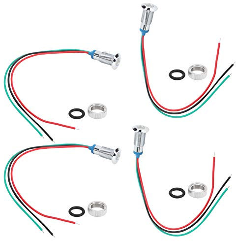 TARSHYRY Vorverdrahtete Runde LEDs, 4 Sätze 8mm Wasserdichte Cathode Design LED-Diodenlichter Mikro-LED-Leuchten für Autodifikationen und Industrielle Kontrolle (rot grün)