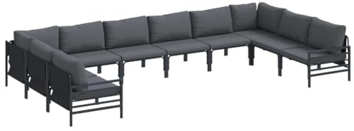 vidaXL Garden Sofa Set 10 pcs Anthracite Steel, Patio Seating, Outdoor Lounge, Garden Furniture Gathering, Terrace Set, Deck, Poolside