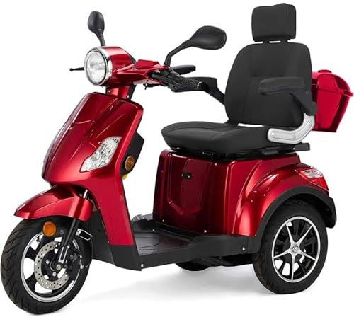 Vita Care 1000 Li Seniorenmobil 1000 W Elektro-3-Rad mit 25 km/h, Li-Ionen-Akku & bis zu 90 km Reichweite (Rot, Speed-15km/h)