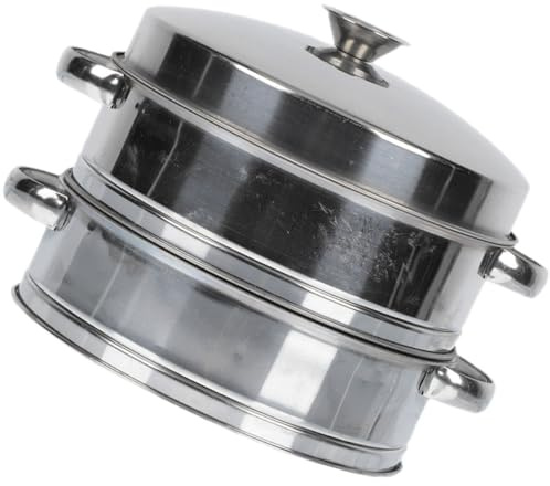 SHINEOFI Edelstahl Dampfgarer 2 Stufig mit Deckel Multifunktionaler Küchendampfer für Gemüse Brötchen und Dim Sum Wiederverwendbarer Haushalts Dampfkorb