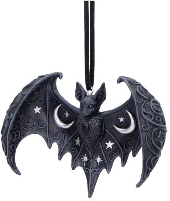 House of Obscura Gothic Hanging Ornament – Resin Dark Fantasy Decoration Collection (Lunar Wing Bat)
