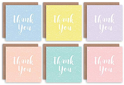 Wee Blue Coo Thank You Cards 6 Pack Pastel Pale Stars Multicoloured (6 Designs)