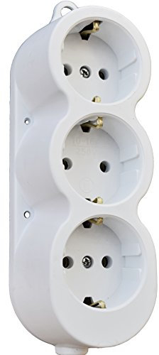 VOLLGUMMI SCHLAGFEST 3-fach Aufputz Steckdose Hergestellt im EU Mehrachstecker Steckdosenleiste 3 Steckdosen Aufputz Koppler Ohne Kabel (3-Fach SCHLAGFEST-VOLLGUMMI, Weiß)