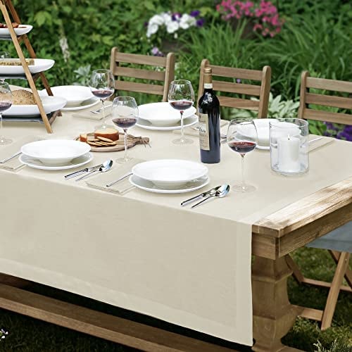 Elrene Villeroy & Boch Home Fashions La Classica Leinen-Tischdecke, ideal für formelle Mahlzeiten oder den täglichen Gebrauch, 178 x 244 cm, Elfenbeinfarben