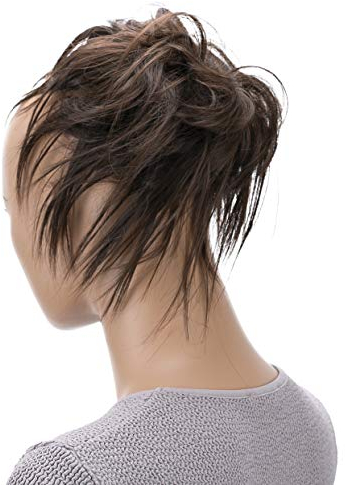 CAISHA Jumbo Haarteil Haargummi Dutt Flora Hochsteckfrisuren Brautfrisuren Natürlich Gewellt Unordentlich DM17cm Schokobraun G2F