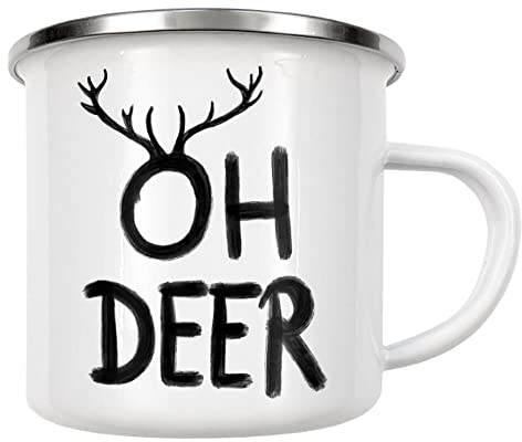 artboxONE Emaille Tasse Oh Deer von Mime - Emaille Becher Typografie