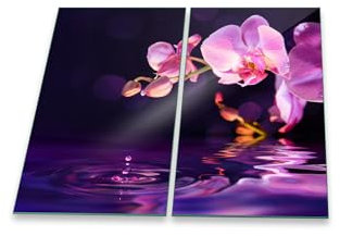 Herdabdeckplatte Abdeckung Ceranfeld Abdeckplatte Schneidebrett 2-Teilig 60x52 Orchidee Rosa Spritzschutz Glasplatte Ceranfeldabdeckung Schutz Herdschutz Sicherheitsglas Glasschneidebrett 2x30x52