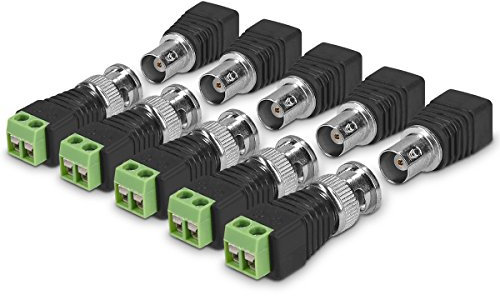 kwmobile 5X BNC Stecker Adapter Set - 5X BNC Stecker 5X BNC Buchse Terminal Block Steckverbinder - für z.B. Mini Kamera CCTV Netzwerk - BNC-Verbinder
