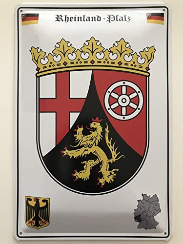 Blechschild 20x30cm gewölbt Rheinland-Pfalz Wappen Deko Geschenk Schild