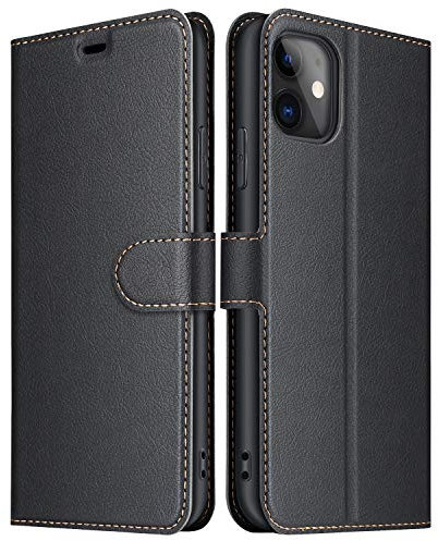 ELESNOW Phone Case for iPhone 11, Premium PU Leather Flip Wallet Magnetic Stand Cover with Card Slots Shockproof & Scratch Resistant for Apple iPhone 11 (Black)