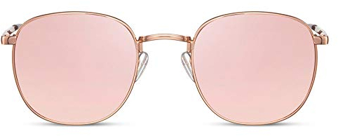 Cheapass Occhiali da Sole Rotondi Rosa d'Oro Metallici con Alta Qualità Cardini Flex Retro Vintage Pink con Lenti a Specchio UV400 protetti da Uomo da Donna
