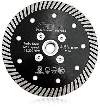 SHDIATOOL Diamant-Trennscheibe 4,5 115mm mit M14 Flansch schmales Turbo Sägeblatt für Porzellan Fliesen Keramik Granit Marmor