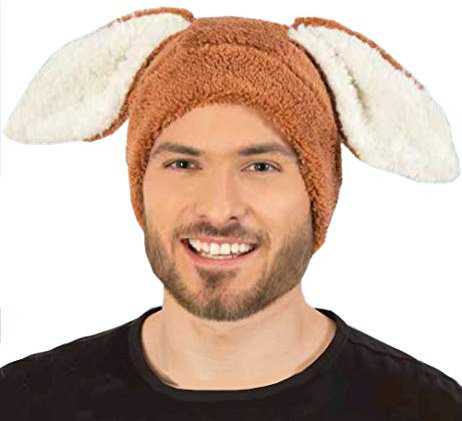 KarnevalsTeufel Plüsch-Mütze Hase für Erwachsene mit Hasenohren Häschen Osterhase (Braun)
