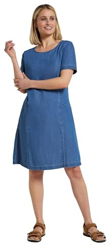 Mountain Warehouse Robe d'été en Denim Flora pour Femme - 100% Coton, légère, Respirante, Coupe décontractée, Encolure Ras-du-Cou - Idéale pour l'extérieur Denim 34