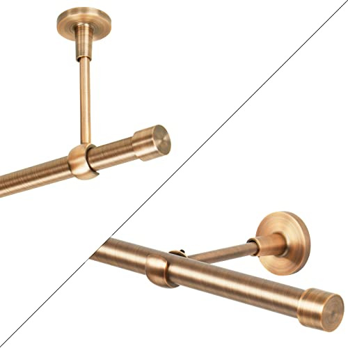 Gardinenstange 1 läufig Vorhangstange 19mm Kupfer Antik Vintage-Look Retro-Stil 140 Endkappe Wand/Deckenbefestigung