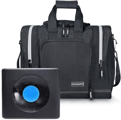 Mangrove Bowling Ball Bag for Single Ball, 2025 Bowling Bag with Plastic Ball Holder, Bowling Tote Fits Bowling Shoes Up to Mens Size 14 and Accessories (Black)