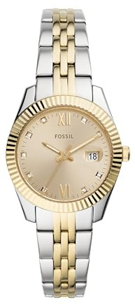 Fossil Women's Watch, Scarlette Quartz Stainless Steel Three-Hand Watch for Women, Color: Gold/Silver