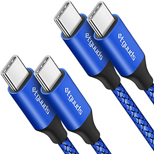 etguuds USB C auf USB C Kabel 1M Blau, 2Stück 60W USB C Ladekabel Nylon Schnellladekabel für iPhone 15 Pro, Samsung Galaxy S24 S23 S22 Ultra Note 20 A53 A54 A70, Pixel 7/8 usw