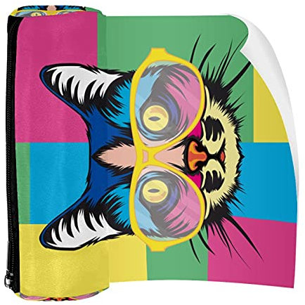 Federmäppchen Stifteetui mit Reißverschluss Münzorganizer Taschen Make-up Kosmetiktasche für Frauen Teenager Mädchen Jungen Kinder Katze Pop Art Portrait